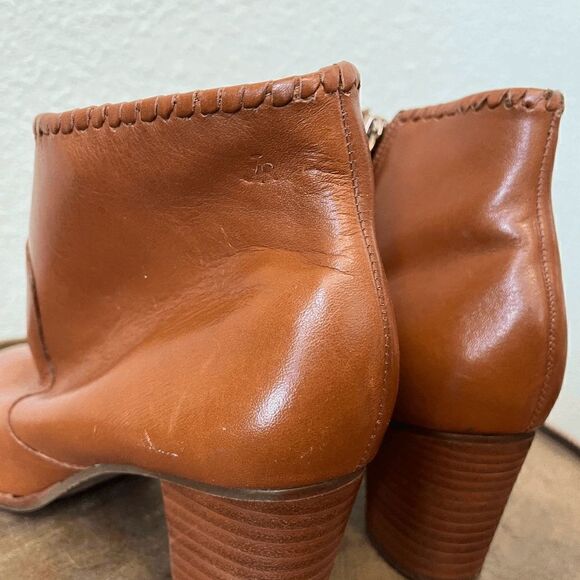 Jack Rogers Brown Oak Leather Heeled Side-Zip Ankle Booties Women's Size 7 M - Picture 8 of 12